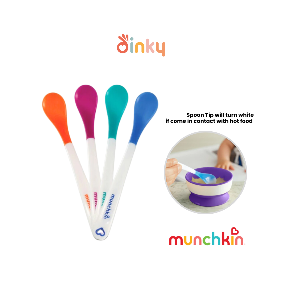 Munchkin - Infant Spoons Series | White Hot Spoon | Soft Tips | BPA Free