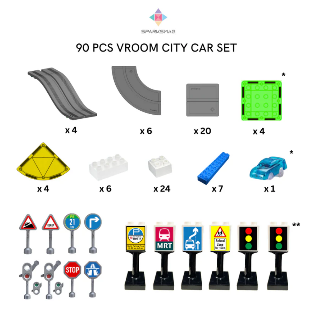 90pcs Vroom Car City Magnetic Brick Car Set | Educational | Stem Learning