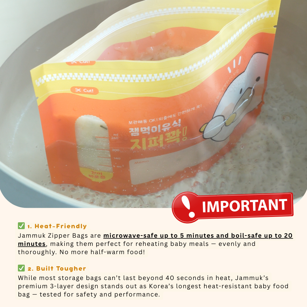 Microwavable Baby Food Storage Zipper Bags | Hygiene / Easy Heating Up 260ml X 25pcs