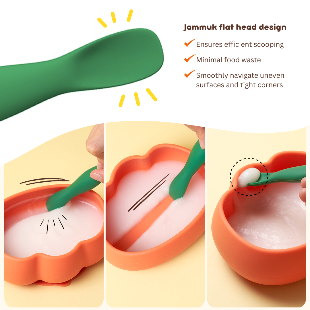 Ergonomic SLIM Peanut Spoon | Platinum Silicone feeding spoon | 12mths above