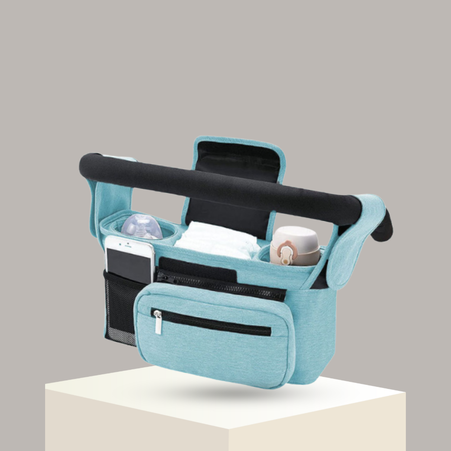 Baby Stroller Organizer Bag - Insulated Bottle / Cup Sections & Strap Hooks