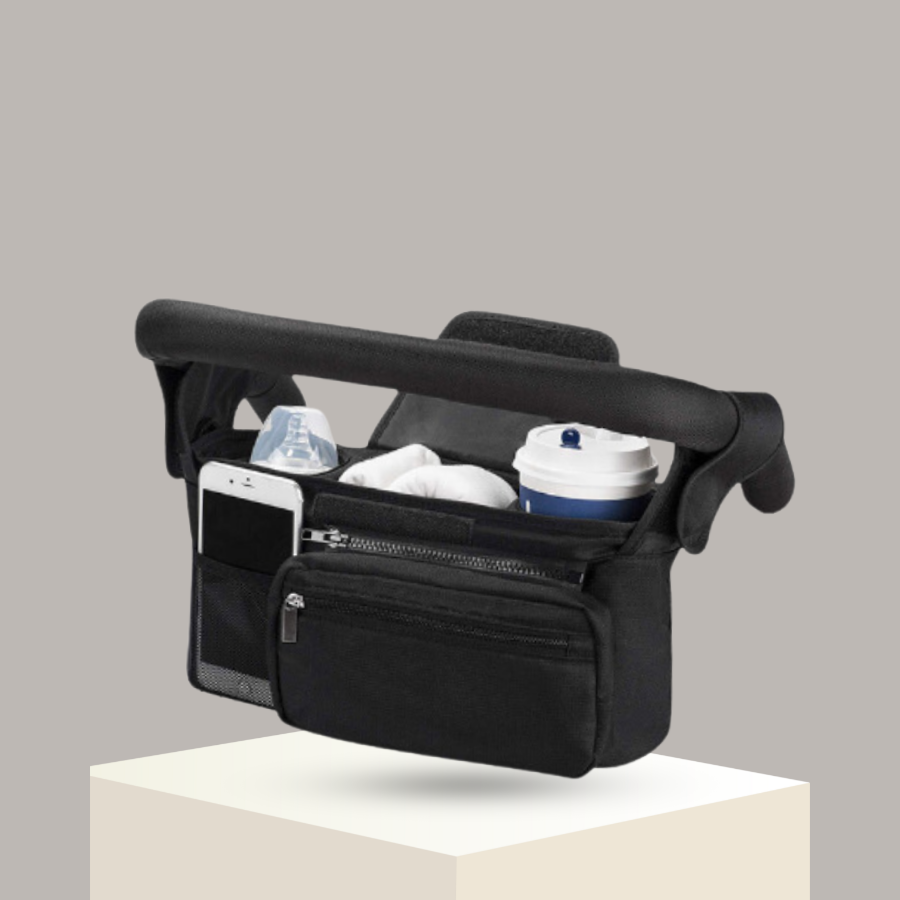 Baby Stroller Organizer Bag - Insulated Bottle / Cup Sections & Strap Hooks