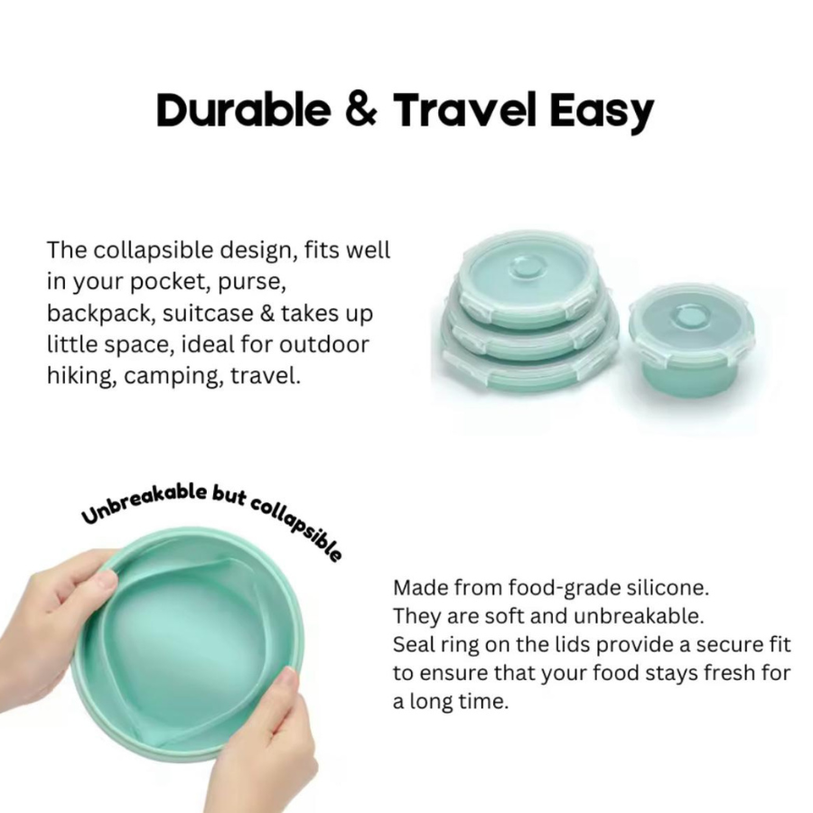 Collapsible Food Grade Silicone Lunch / Snack Container