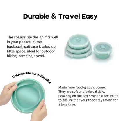 Collapsible Food Grade Silicone Lunch / Snack Container