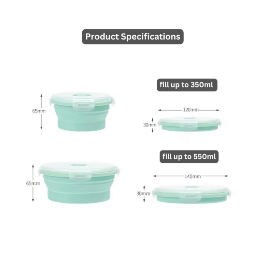 Collapsible Food Grade Silicone Lunch / Snack Container