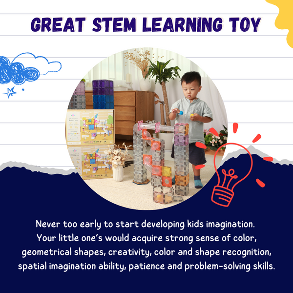 SparksMag - Educational Magnetic Tiles Classic / Light Series | Petite / Grande | 104/208pcs