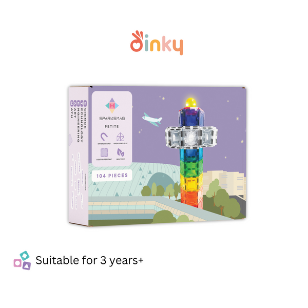 SparksMag - Educational Magnetic Tiles Classic / Light Series | Petite / Grande | 104/208pcs