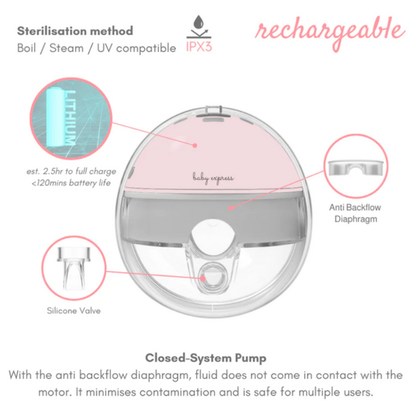 [NEW] Baby Express - Be Nude Pro wearable breast pump | portable to bring around | Low noise level | App Controllable