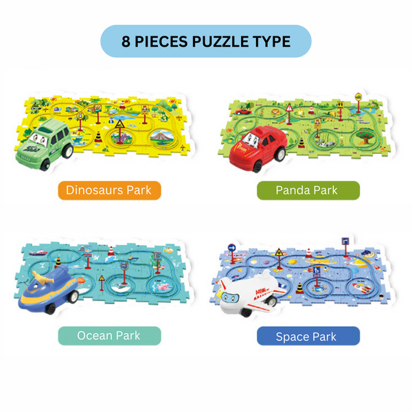 Plastic Puzzles (Transportation Theme) for Kids Ages 3-5 Track Play Set Gift. Critical Thinking Educational Toys