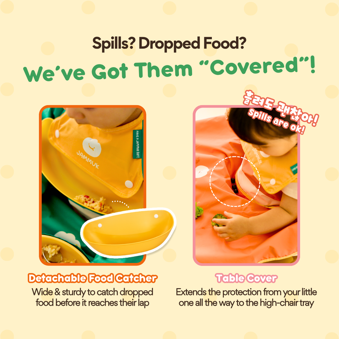 Full Covering Feeding Bibs Set | Detachable Food Catcher, Bib and Table Cover