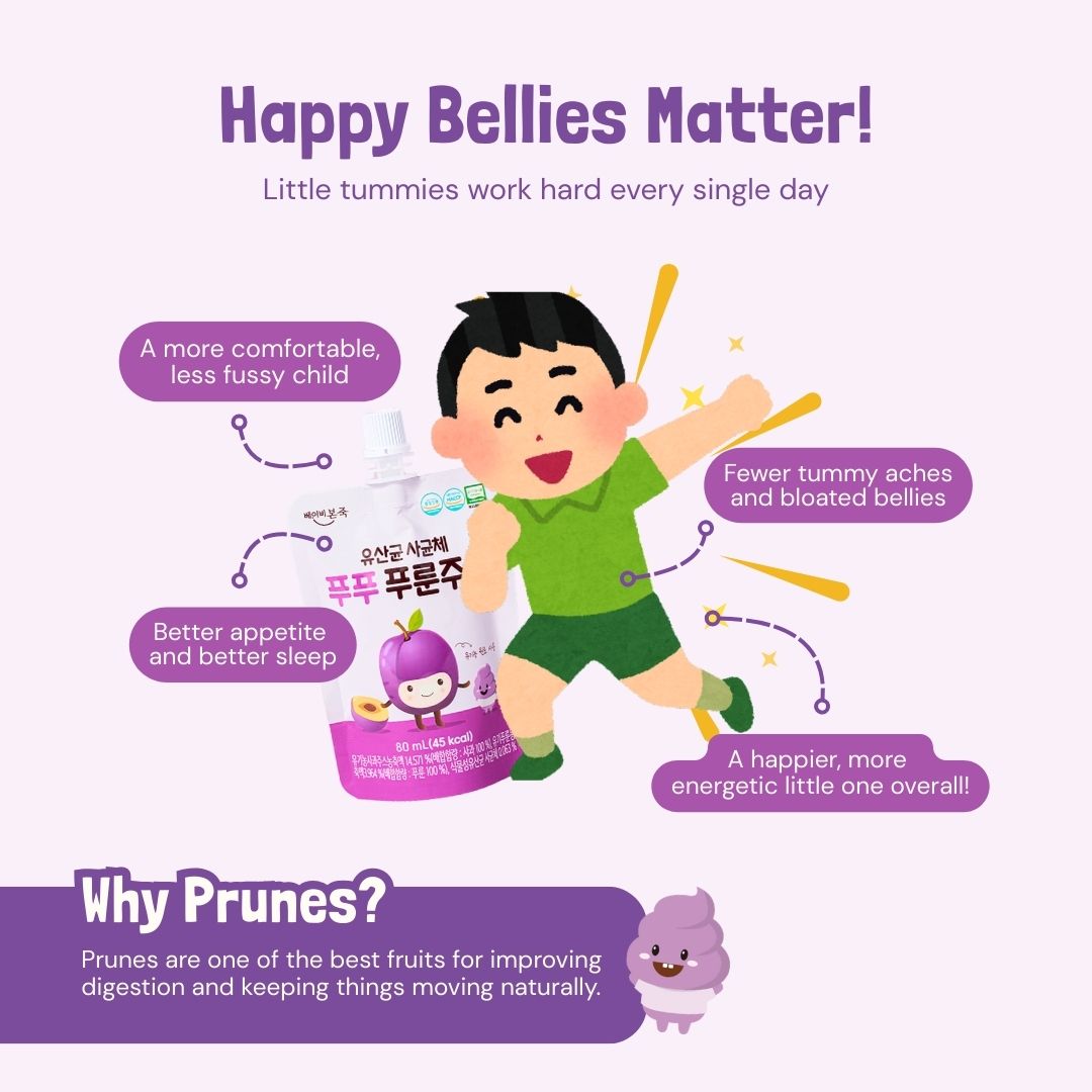 80ML x 15 pkts Organic Probiotic Prune Fruit Juice | Good for constipation and digestive system | Suitable for Little Tummy