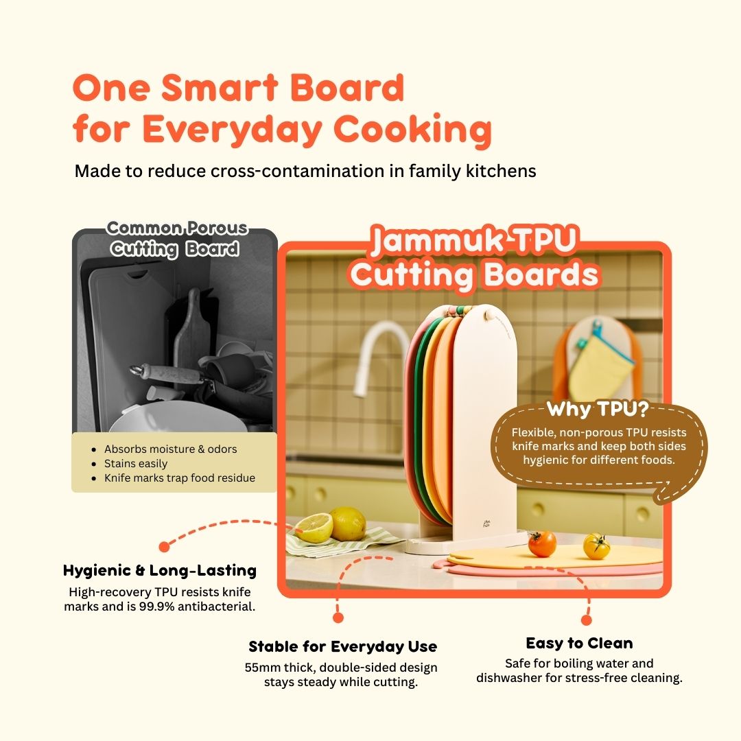 Stainless Steel Cutting Knifes and Double Sided Chopping Board