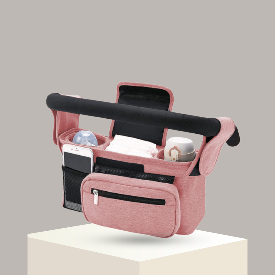 Baby Stroller Organizer Bag - Insulated Bottle / Cup Sections & Strap Hooks