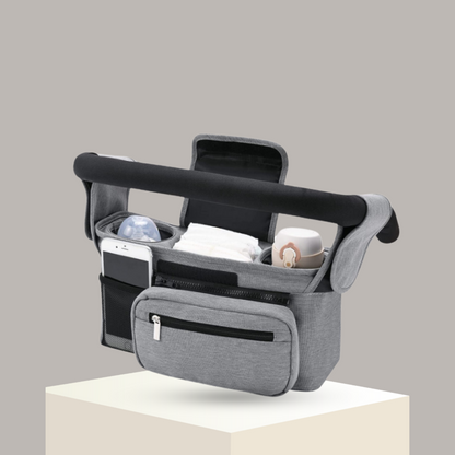 Baby Stroller Organizer Bag - Insulated Bottle / Cup Sections & Strap Hooks