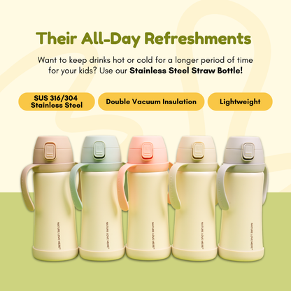 Double Insulation Stainless Steel Straw Bottle| Non-slip Cover | Keeps Hot and Cold Drinks